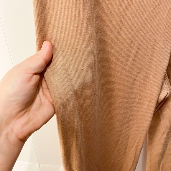 Alix NYC ribbed lounge pants beige Size Large sweatpant wide leg high rise - Picture 7 of 12